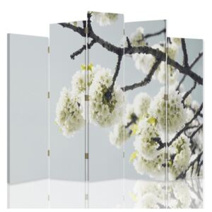 CARO Paravan - White Flowers On The Branch | cinci păr?i | unilateral 180x180 cm