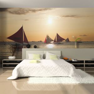 Bimago Fototapet - Sailing Boats - Sunset 200x154 cm