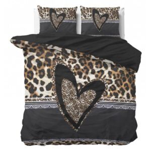 Lenjerie de pat exclusivă, negru-maro, din colecția PANTHER LOVE 160 x 200 cm 160x200