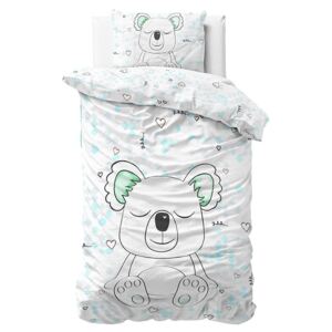 Lenjerie de pat albă pentru copii, cu motiv koala 140 x 200 cm 140x200
