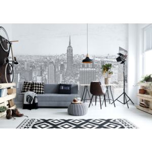 Fototapet - White And Grey Modern New York Skyline Vliesová tapeta - 254x184 cm