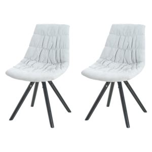 Set 2 scaune tapitate cu stofa, cu picioare de lemn Klass White, l47xA54xH80 cm