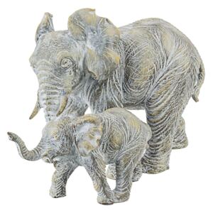 Set 2 statuete polirasina gri cu patina aurie Elefanti 26.5 cm x 16.5 cm x 18.5 h