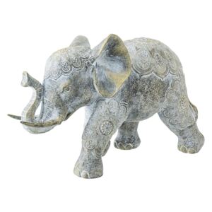Statueta polirasina gri cu patina aurie Elefant 34.5 cm x 13 cm x 22.5 h