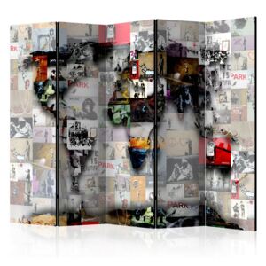 Bimago Paravan - Room divider – World map – Banksy 225x172cm
