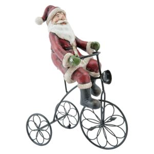 Figurina Mos Craciun cu tricicleta polirasina 20x10x26 cm