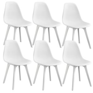 [en.casa]® Set sase bucati scaune design Axa, 83 x 54 x 48 cm, plastic, alb