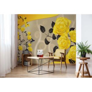Fototapet - Yellow Roses Modern Floral Design Papírová tapeta - 184x254 cm
