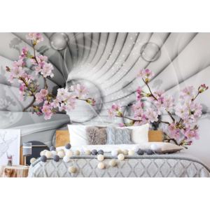 Fototapet GLIX - 3D Flowers And Bubbles Tunnel View + adeziv GRATUIT Tapet nețesute - 250x104 cm