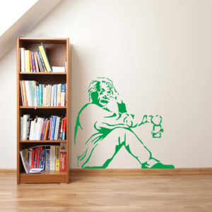 GLIX Banksy "Einstein" - autocolant de perete Verde deschis 75 x 70 cm