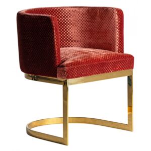 Scaun lounge rosu burgund/auriu din catifea si otel Betliar Avi Vical Home