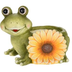Ghiveci Frog with sunflower, 35x25.5x25 cm, oxidat de magneziu