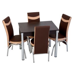 Set masă fixă Bronze Deco Wenge 66x90 și 4 scaune maro-crem