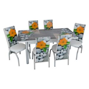 Set masă extensibilă Lotus cu 6 scaune