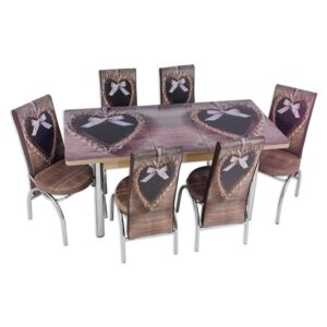 Set masă extensibilă Kalp cu 6 scaune