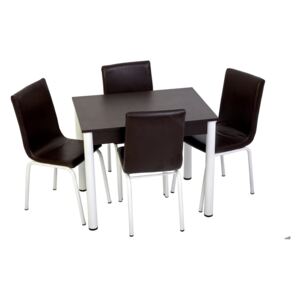 Set masă fixă Bronze Deco Wenge 66x90 cadru alb cu 4 scaune maro U