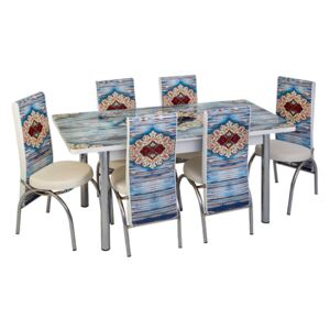 Set masă extensibilă Aisha cu 6 scaune