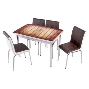 Set masă extensibilă Wood cu 4 scaune