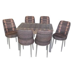 Set masă extensibilă Gold Kalp Wood cu 6 scaune