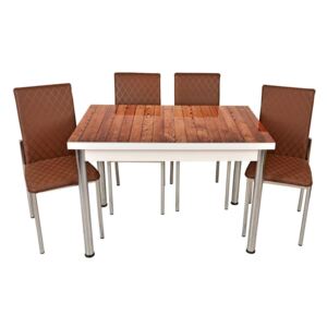 Set masă fixă Bronze 70*110 Wood Brown cu 4 scaune maro