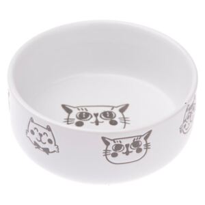 Bol din ceramică pentru pisici Dakls, 300 ml, alb