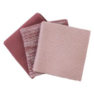 Set 3 prosoape tricotate de bucătărie Blomus, 25 x 25 cm, roz