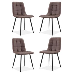Set de 4 scaune tapitate, Maro, 87 x 47 x 59 cm
