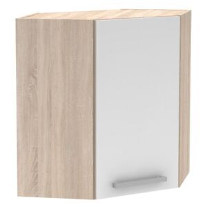 Cabinet superior de colţ, stejar sonoma/alb, NOVA PLUS NOPL-013-OH