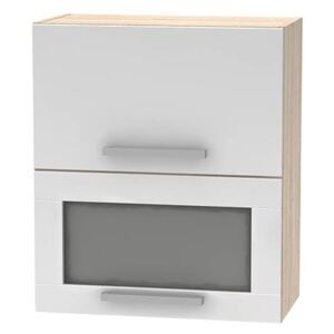 Cabinet superior batant cu sticlă 2DV, stejar sonoma/alb, NOVA PLUS NOPL-009-OH