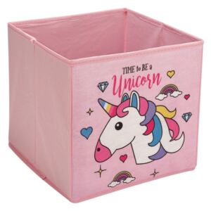 Cutie depozitare cu imprimeu Unicorn, 25x25x25 cm, Roz