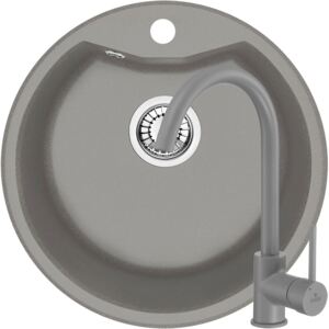 Set Chiuveta Deante Solis 480 x 480 mm si Baterie Bucatarie Deante Milin Gri