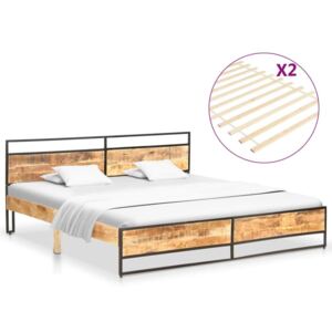 Cadru de pat, 200 x 200 cm, lemn masiv de mango si lemn pin