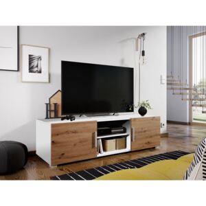 Comodă tv UO21, Culoare: Alb + Artisan stejar