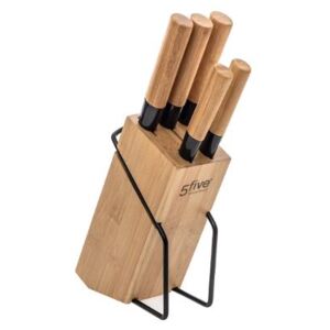 Set 5 cutite Chef Flash, cu suport din bambus