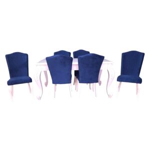 Set masa fixa King cu 6 scaune albastre