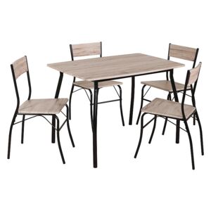 Set masa din MDF si metal + 4 scaune Modus Stejar / Negru, L110xl72xH75 cm