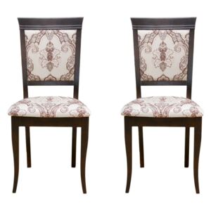 Set 2 scaune dining din lemn de fag Napoli, nuc, textil Shalimar 2A