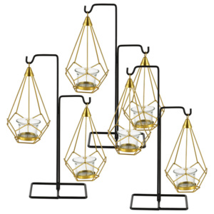 Set suport lumanari Aimee, 29 x 11 x 36,5 cm, metal/sticla, galben auriu, pentru iluminatul interior