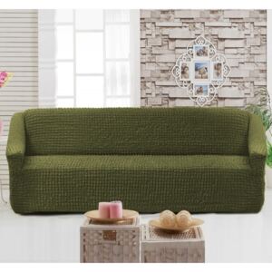 Husa elastica din material creponat, pentru canapea 3 locuri, Verde