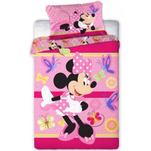 Lenjerii de pat copii, Minnie Mouse 2 piese 90x140 cm, 40x55 cm, fluturi