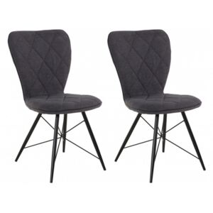 Set de 2 scaune Viola, textil, antracit, 47x62x90 cm