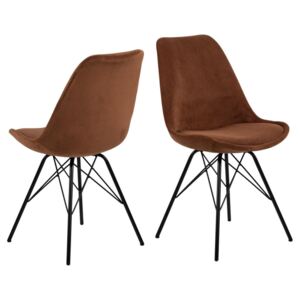 Set 2 scaune tapitate cu stofa si picioare metalice Eris Cupru / Negru, l48,5xA54xH85,5 cm