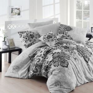 Lenjerie de pat cu cearșaf pentru pat dublu Nazenim Home Luxury Grey, 200 x 220 cm, gri