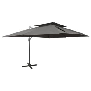 Umbrelă suspendată cu acoperiș dublu, antracit, 400x300 cm