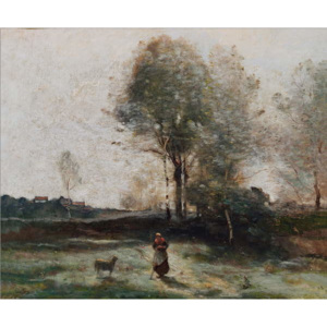 Landscape or, Morning in the Field Reproducere, Jean Baptiste Camille Corot