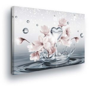 Tablou - Flowers in Water Drops 45x145 cm