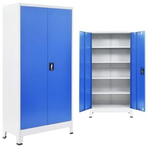 Dulap de birou, metal, 90 x 40 x 180 cm, gri și albastru