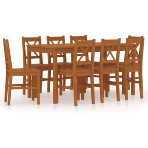 Set mobilier de bucătărie, 9 piese, maro miere, lemn de pin