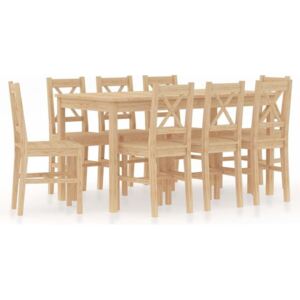 Set mobilier de bucătărie, 9 piese, lemn de pin