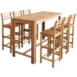Set masă și scaune de bar, 7 piese, lemn masiv de acacia
